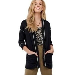 Cabi Knit Comfort Cardigan Sweater 5633 Women’s Black/cream snap front SZ M work